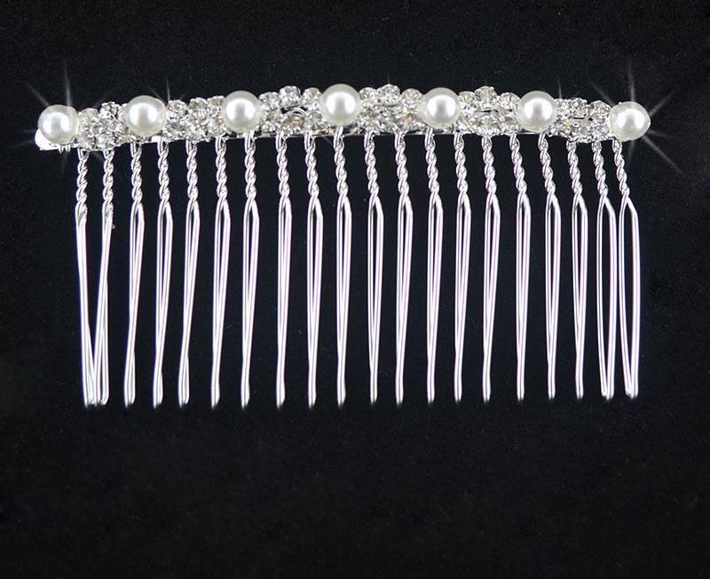 Bridal Hair Comb Pearl Crystal Wedding Day Accessory, complete your wedding day attire with the bridal hair comb for long hair up-do hairstyles.