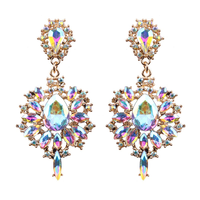 Crystal Starburst Wedding Earrings Flower Dangle Bridal Jewelry, make a striking impression with these luminous crystal pendant earrings, 