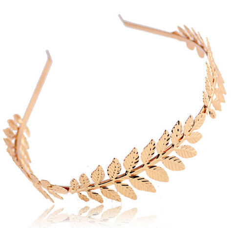 Ancient Goddess Metal Laurel Leaf Tiaras Forehead Jewelry Party Hair Accessory, inspired by ancient goddess aesthetics, this exquisite metal laurel leaf tiara