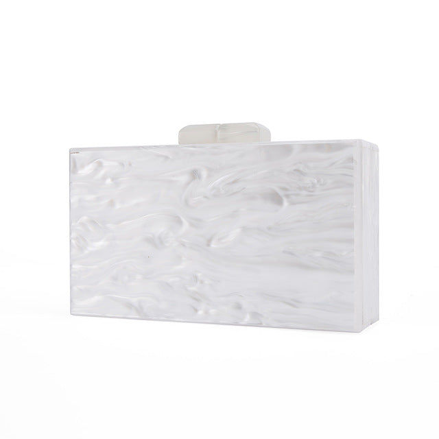 Evening Clutch Purse White Acrylic Box Clutch Evening Bag, Experience elegance with our sophisticated pearl white acrylic box clutch, complete 
