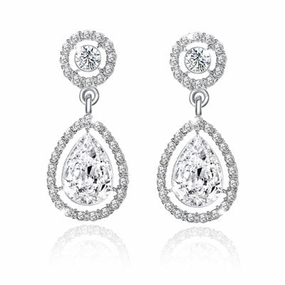 Cubic Zirconia Evening Fashion Earrings Jewelry Accessory For Women, Beautifully facetted elegant crystal earrings dangle and drop style