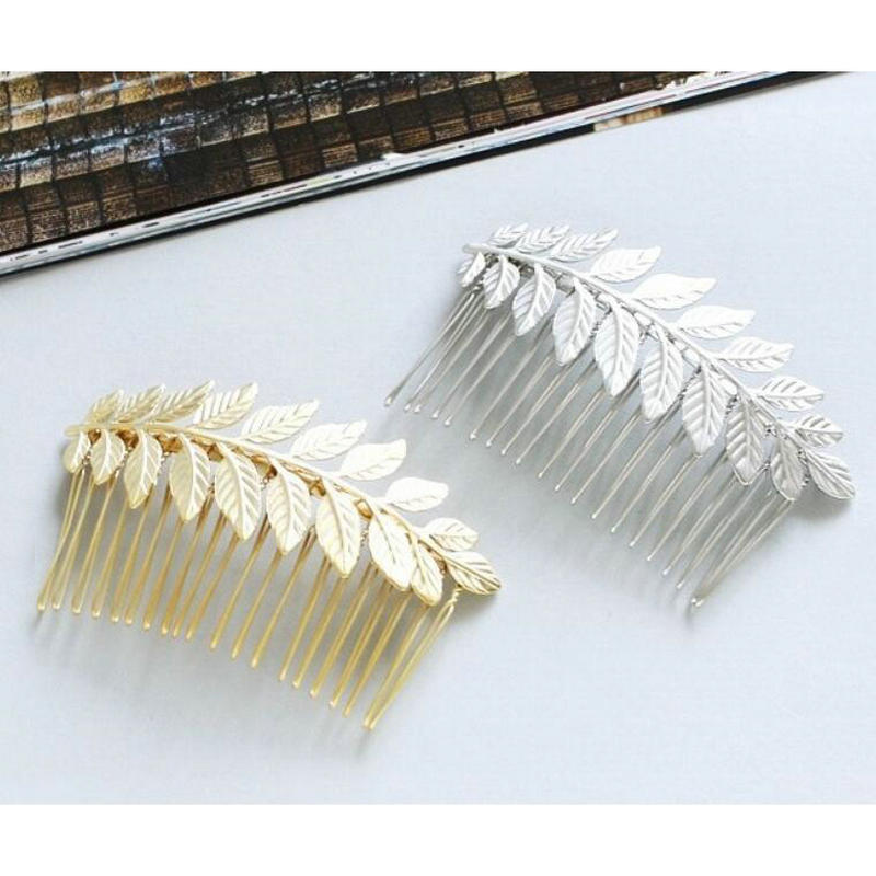 Bridal Hair Comb Metal Leaf Wedding Day Hair Accessory, metal hair comb with a leaf motif for your bridal wedding day up-do and a keepsake of memories from your special day.