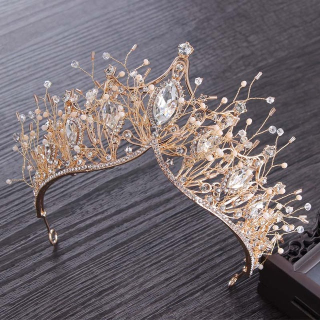 Baroque Style gold wedding crown