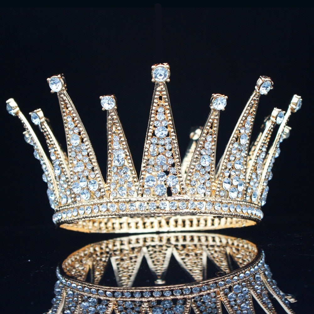 Pageant Crown Vintage Crystal Queen Tiara Hair Accessory, Indulge in the luxurious beauty of this exquisite Pageant Crown Vintage Crystal Queen Tiara